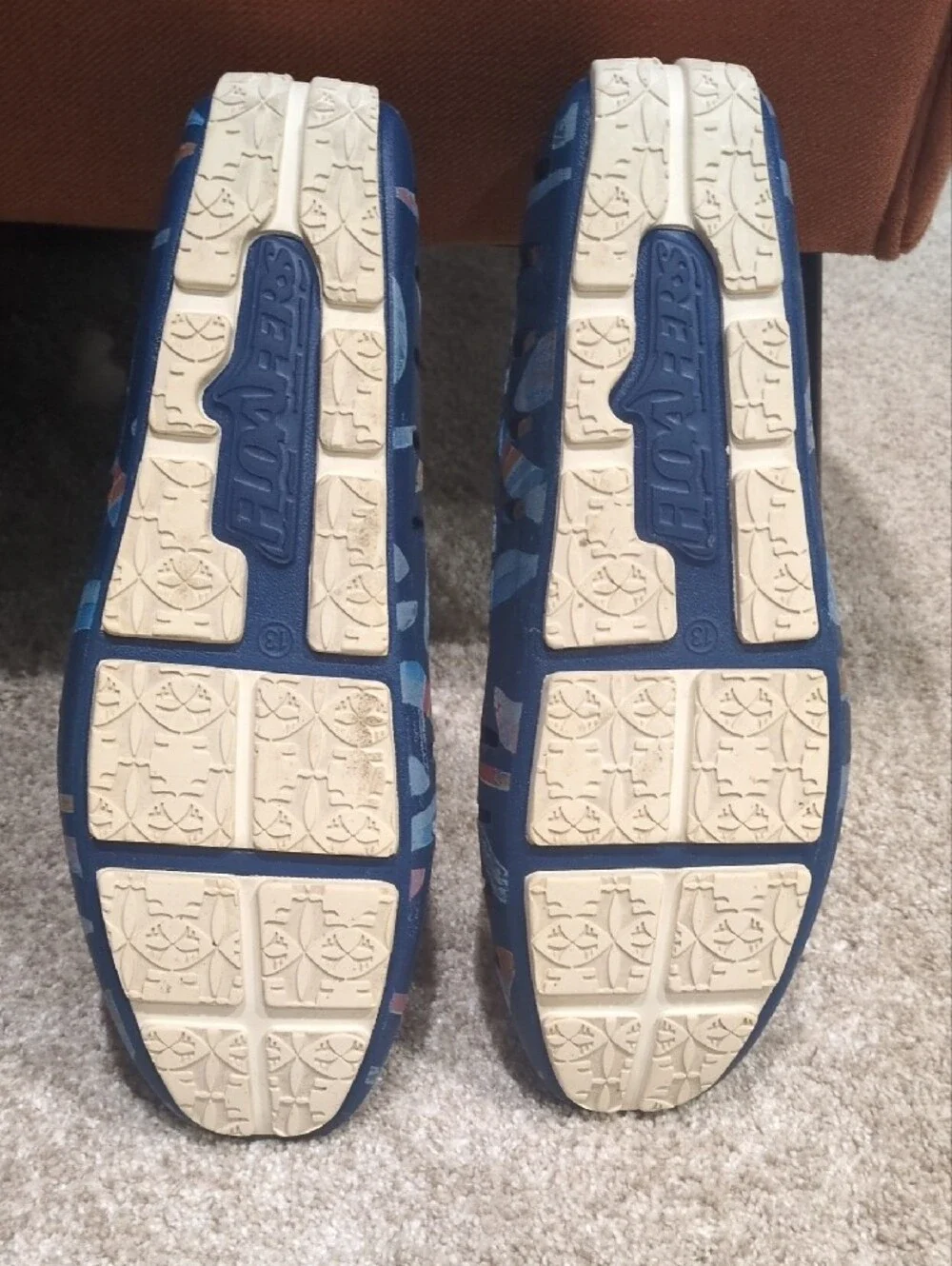 Men's Floafers: Navy Blue with Multicolor Surf Print